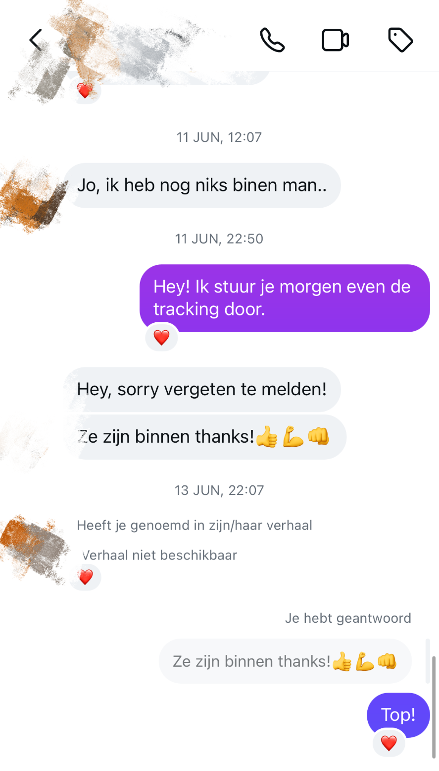 Customer review message